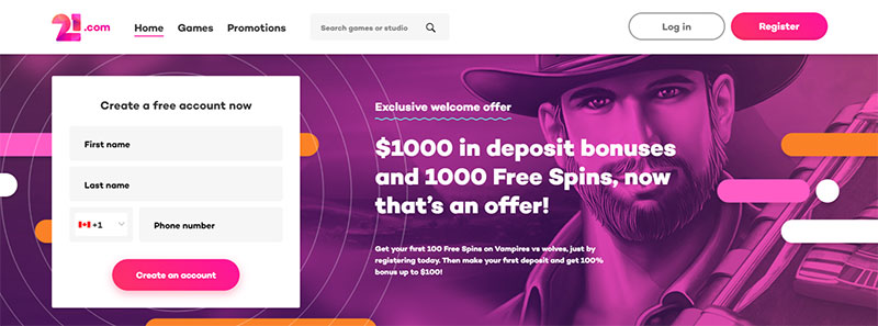 Welcome Bonus at 21.com