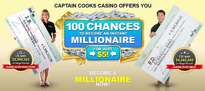 Captain Cooks Casino 5$ offer